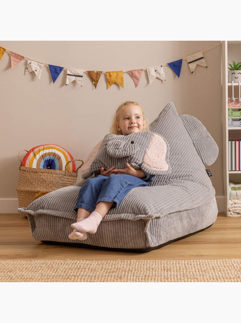 Pouf chauffeuse animal avec coussin assorti pour enfant en velours côtelé - icon Gris clair - Kiabi