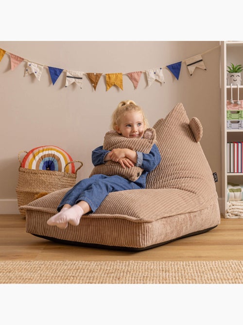 Pouf chauffeuse animal avec coussin assorti pour enfant en velours côtelé - icon - Kiabi