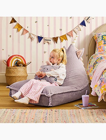 Pouf chauffeuse animal avec coussin assorti pour enfant en velours côtelé - icon