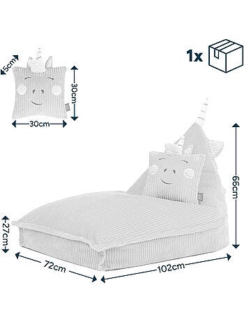 Pouf chauffeuse animal avec coussin assorti pour enfant en velours côtelé - icon