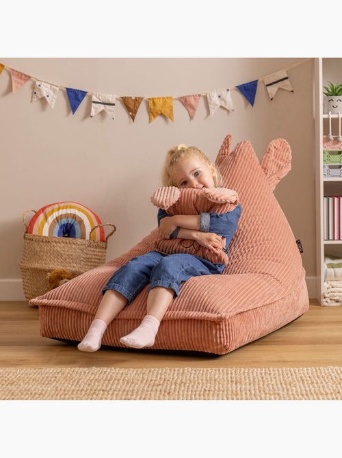 Pouf chauffeuse animal avec coussin assorti pour enfant en velours côtelé - icon - Kiabi