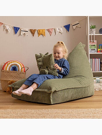 Pouf chauffeuse animal avec coussin assorti pour enfant en velours côtelé - icon