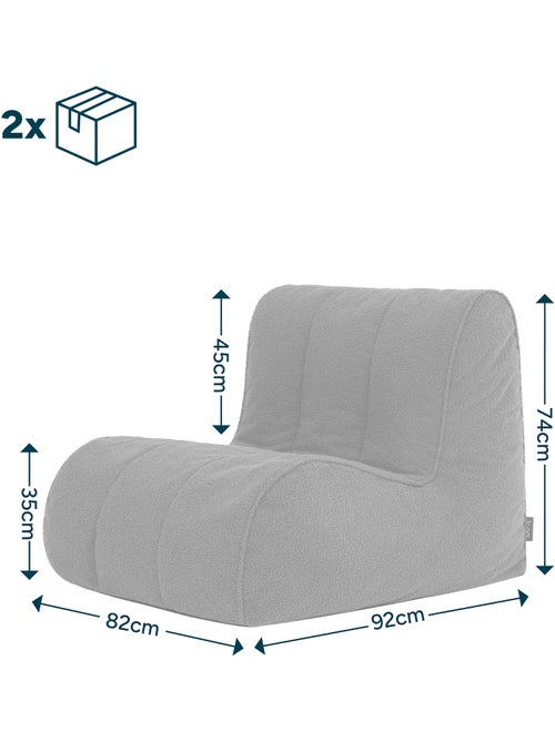Pouf chauffeuse fauteuil de sol relax swoop en bouclette - icon - Kiabi