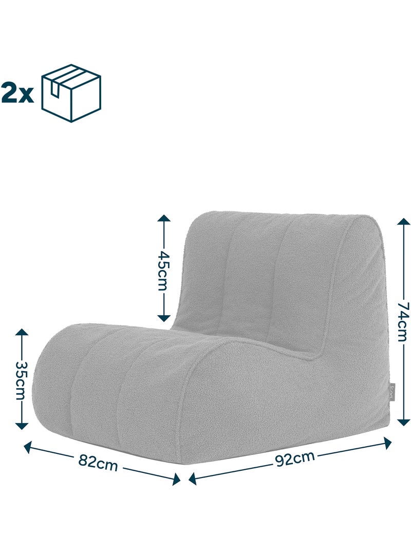 Pouf chauffeuse fauteuil de sol relax swoop en bouclette - icon Vert olive - Kiabi