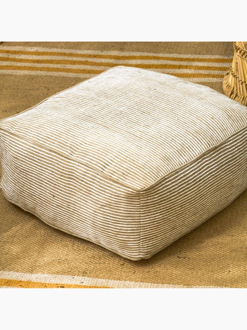 Pouf chenille beige SPONGE - Kiabi
