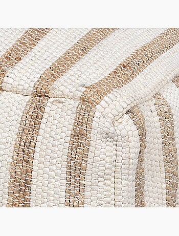 Pouf CHINDI rayé écru jute