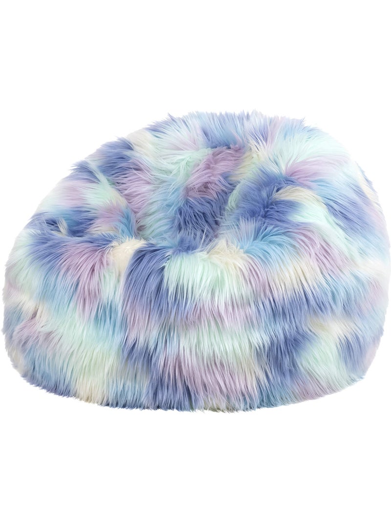 Pouf classique enfant imitation fourure - icon Bleu Rose Blanc - Kiabi