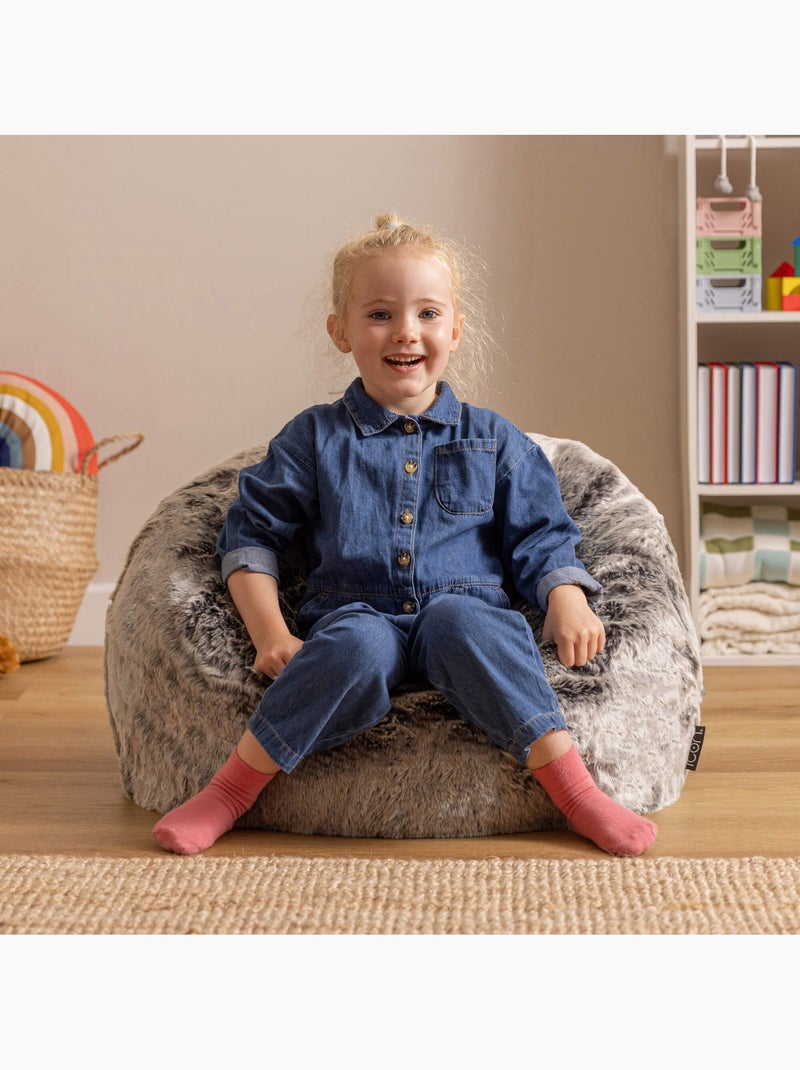 Pouf classique enfant imitation fourure - icon Gris clair - Kiabi