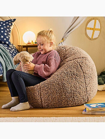 Pouf classique large enfant en polaire peluche douce - icon