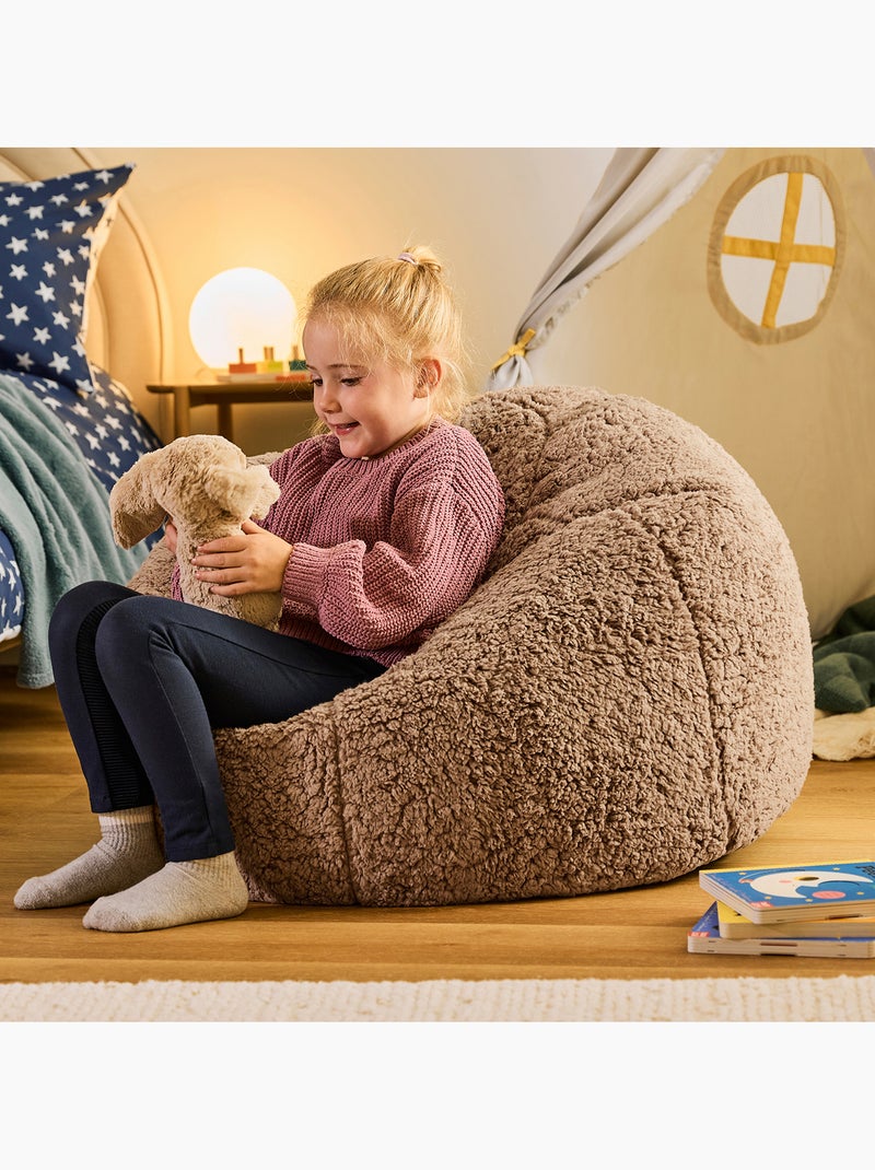 Pouf classique large enfant en polaire peluche douce - icon Marron - Kiabi