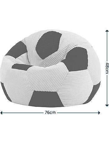Pouf classique large enfant en velours côtelé imprimé football - icon