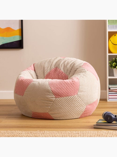 Pouf classique large enfant en velours côtelé imprimé football - icon - Kiabi