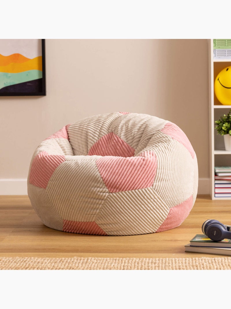 Pouf classique large enfant en velours côtelé imprimé football - icon Blanc Rose - Kiabi