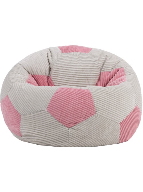 Pouf classique large enfant en velours côtelé imprimé football - icon - Kiabi