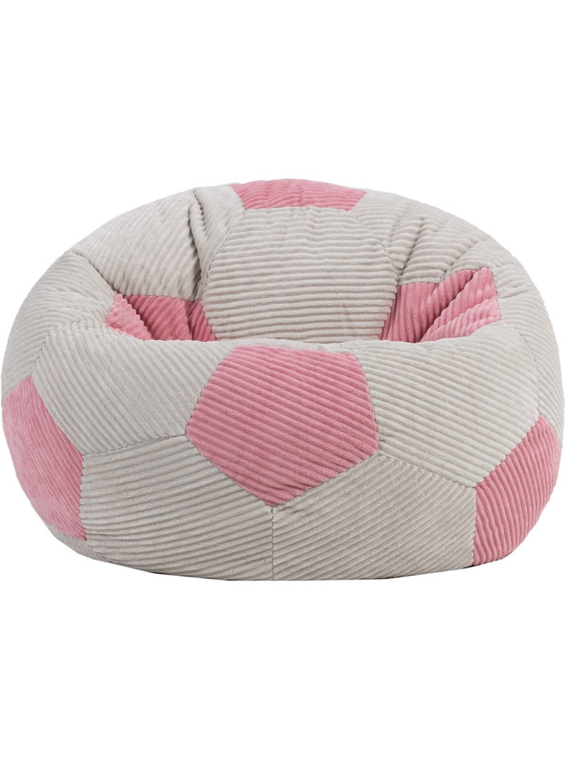 Pouf classique large enfant en velours côtelé imprimé football - icon Blanc Rose - Kiabi