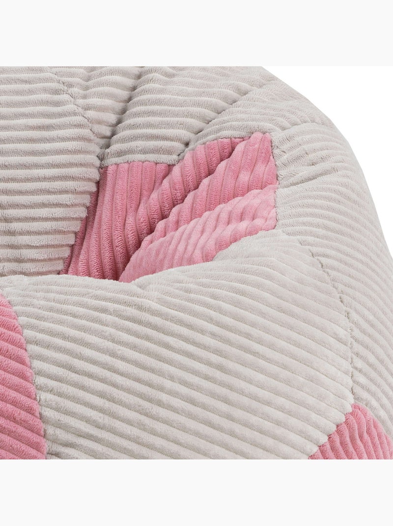 Pouf classique large enfant en velours côtelé imprimé football - icon Blanc Rose - Kiabi