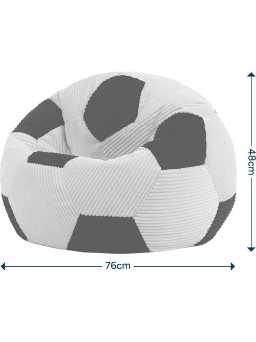 Pouf classique large enfant en velours côtelé imprimé football - icon - Kiabi