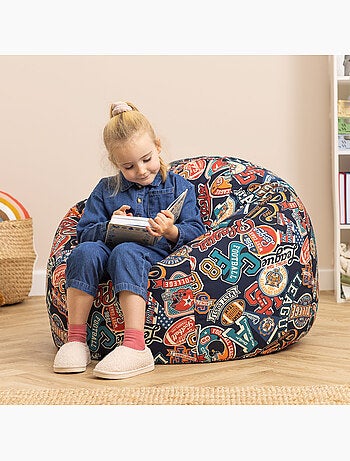 Pouf classique large enfant intérieur et extérieur à imprimé ludique - icon