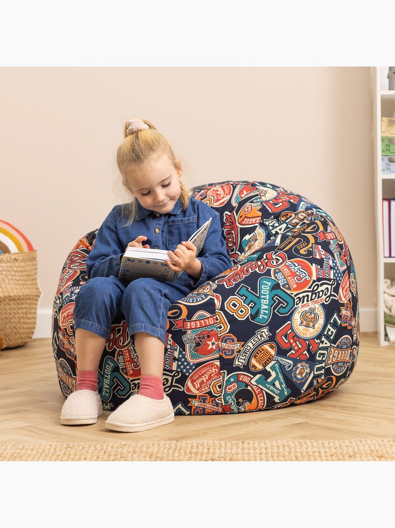 Pouf classique large enfant intérieur et extérieur à imprimé ludique - icon Noir Multicolore - Kiabi