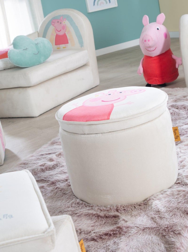 Pouf coffre bébé rond en velours 'Roba Peppa Pig' Beige - Kiabi