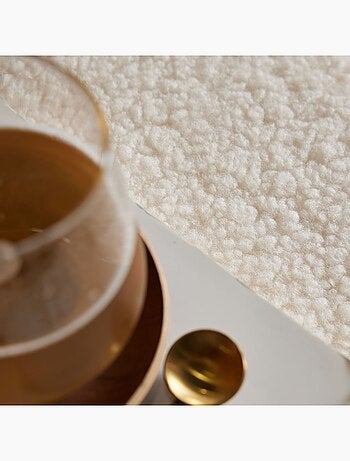 Pouf coffre carré en tissu bouclette MOKA