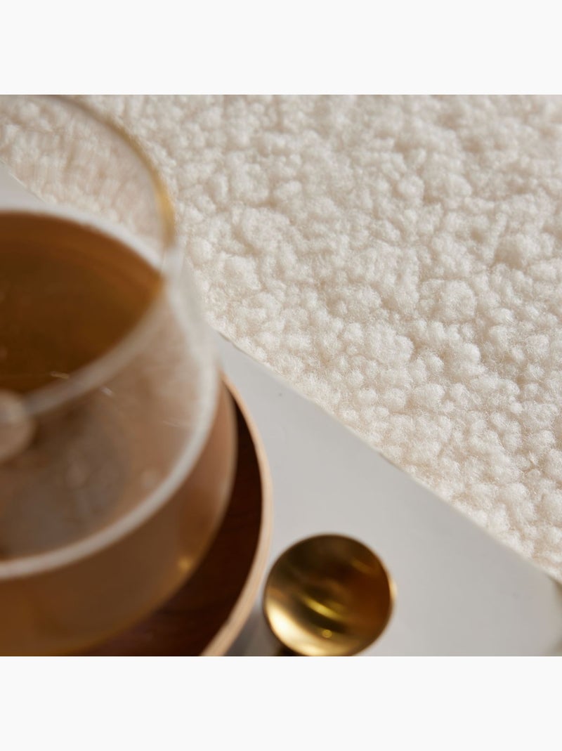Pouf coffre carré en tissu bouclette MOKA Blanc - Kiabi