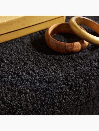 Pouf coffre carré en tissu bouclette MOKA