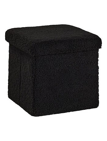 Pouf coffre carré en tissu bouclette MOKA