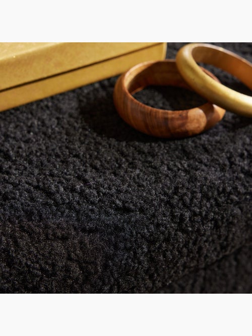 Pouf coffre carré en tissu bouclette MOKA - Kiabi