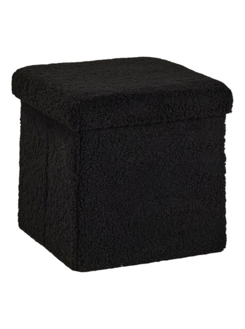 Pouf coffre carré en tissu bouclette MOKA - Kiabi