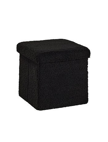 Pouf coffre carré en tissu bouclette MOKA