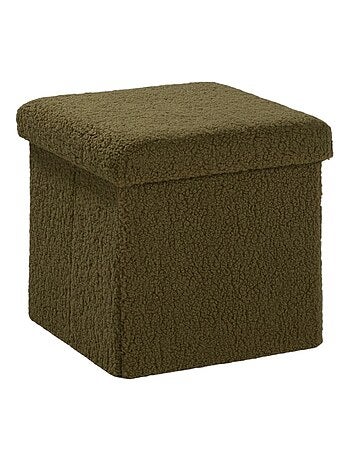 Pouf coffre carré en tissu bouclette MOKA