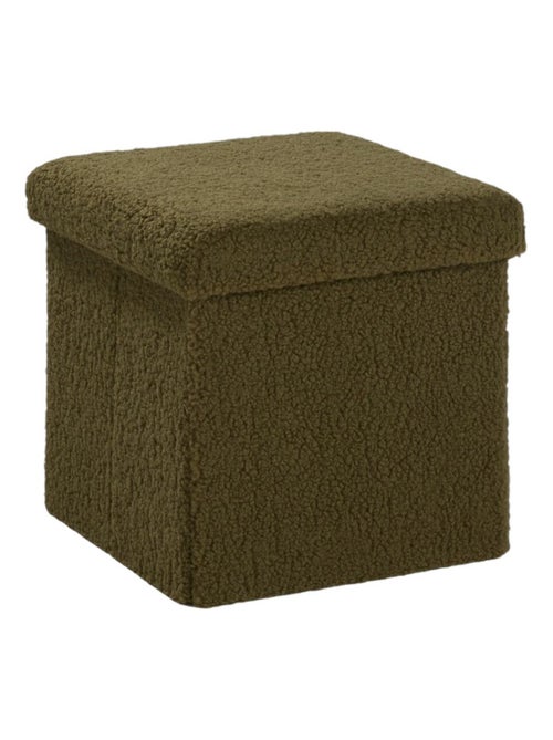 Pouf coffre carré en tissu bouclette MOKA - Kiabi