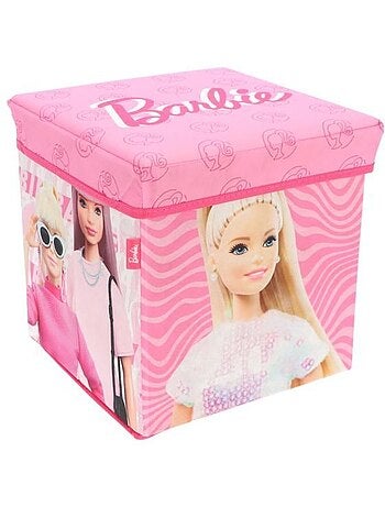 Pouf coffre de rangement à jouets barbie chambre enfant banc poupée malle box bac