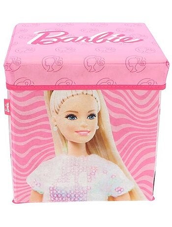 Pouf coffre de rangement à jouets barbie chambre enfant banc poupée malle box bac