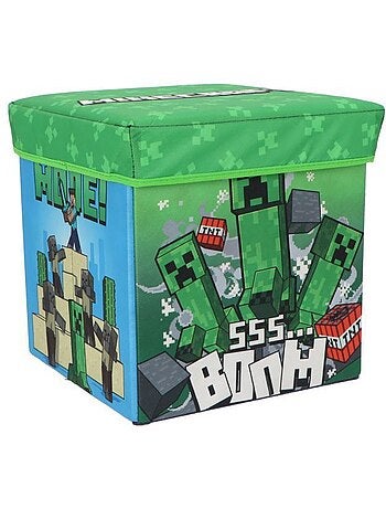Pouf coffre de rangement à jouets minecraft