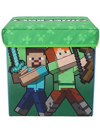 Pouf coffre de rangement à jouets minecraft