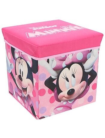 Pouf coffre de rangement à jouets minnie mouse chambre enfant fille banc malle mickey