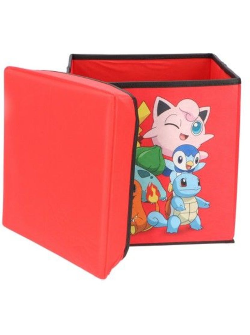 Pouf coffre de rangement à jouets pokemon chambre enfant banc et malle box pokeball Rouge - Kiabi