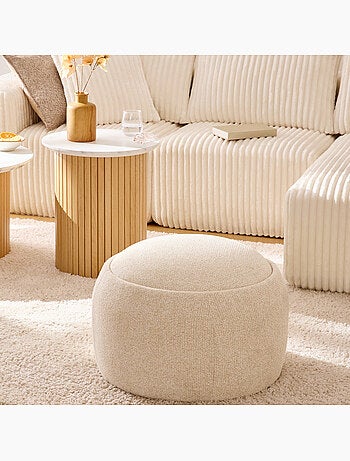 Pouf coffre de rangement en bouclette ELIOR