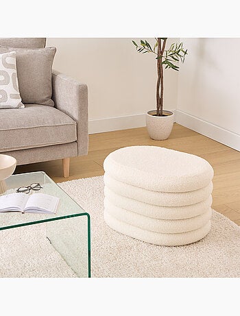 Pouf coffre de rangement en bouclette GIULIA