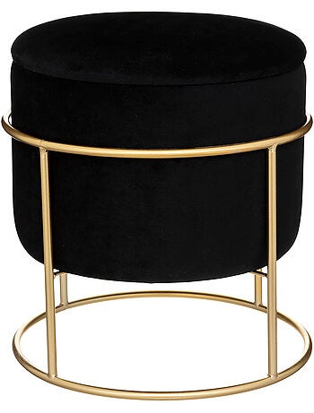 Pouf coffre de rangement en velours ELIANE