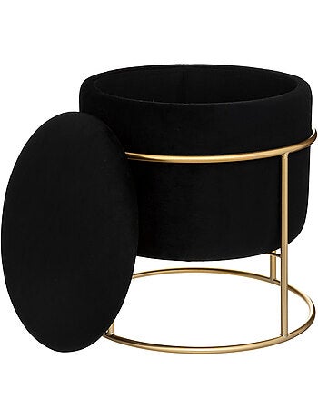 Pouf coffre de rangement en velours ELIANE