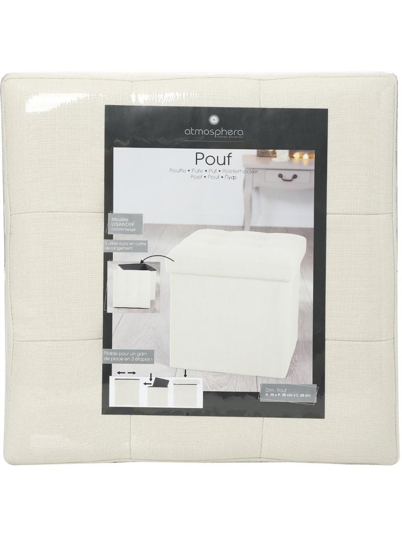 Pouf coffre de rangement pliable LYSANDRE Beige - Kiabi