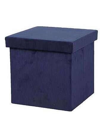 Pouf coffre de rangement pliant en velours côtelé KUBE