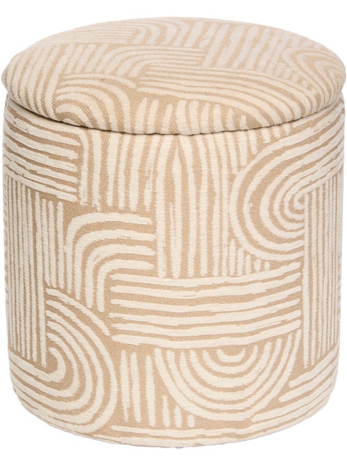 Pouf coffre de rangement rond en tissu à motifs NUBO - Kiabi