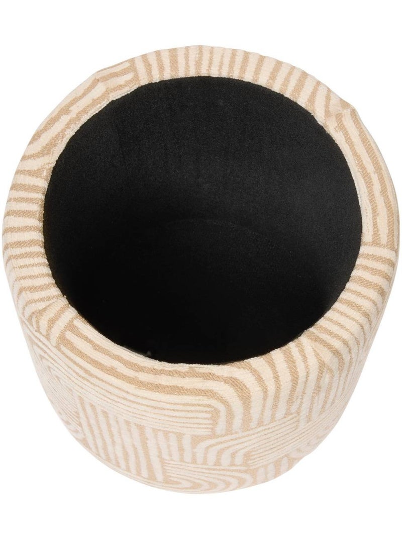Pouf coffre de rangement rond en tissu à motifs NUBO Beige - Kiabi
