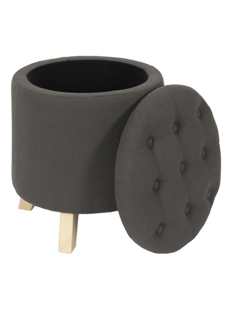 Pouf coffre de rangement rond gris Gris - Kiabi