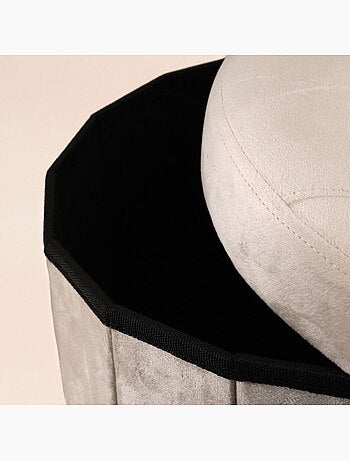 Pouf coffre en velours beige 38cm
