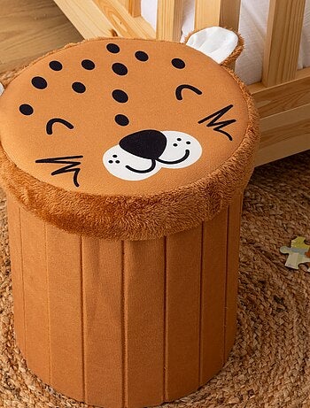 Pouf-coffre enfant imprimé léopard ANOKI